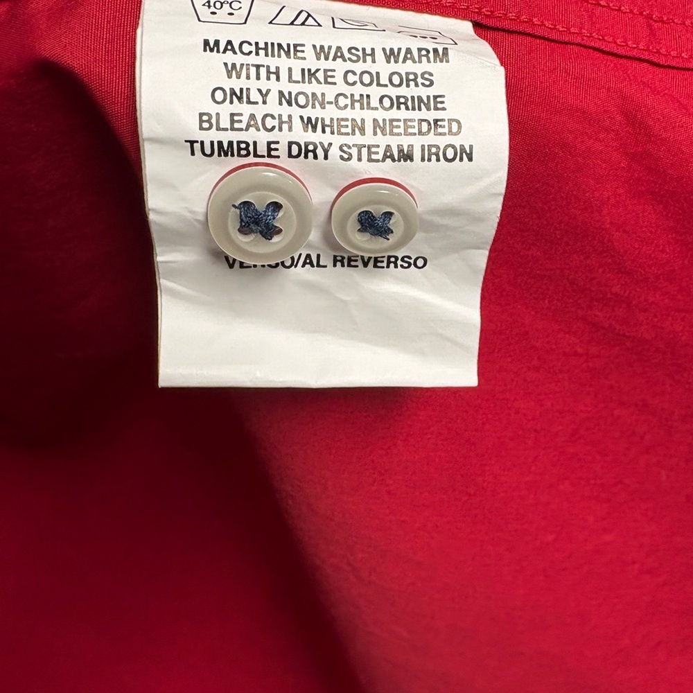 Tommy Hilfiger Men's Red 100% Cotton Button Down Dress Shirt -Size 17 -32/33 - Picture 6 of 6